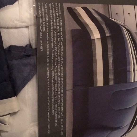 Full size blue/gray/tan reversible 8-piece bedding set/comforter - Picture 5 of 6